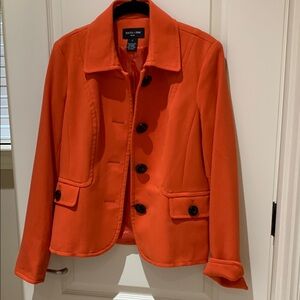 Vibrant Orange Tailored Blazer with Notched Lapel